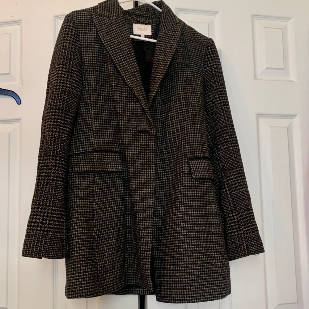 Brown/Black Plaid Wool Blend Jacket